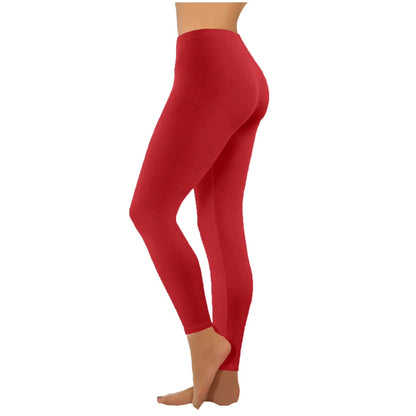 Yoga Leggings for Women Joggers Trendy Tummy Control Butt Lifting Solid High Waist Pants Basic Fitness Sport Tight Leggings Red L