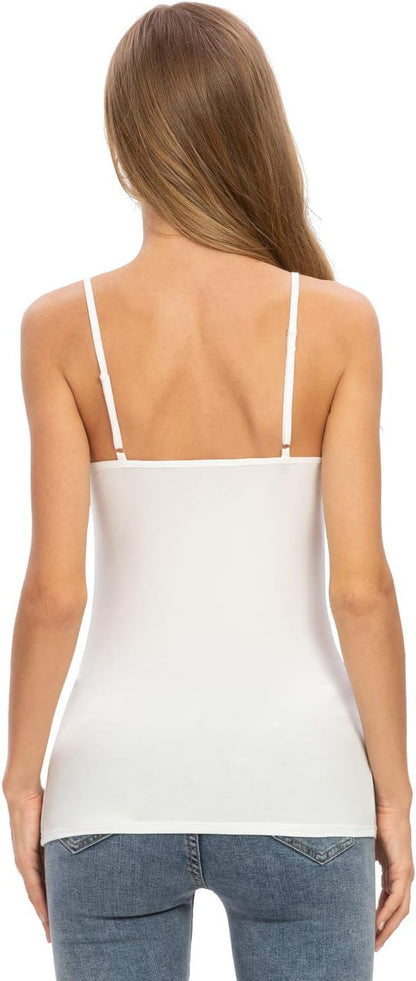 Plain Camisole for Women Lace Tank Tops V Neck Adjustable Cami Sexy Undershirts 4 Pack