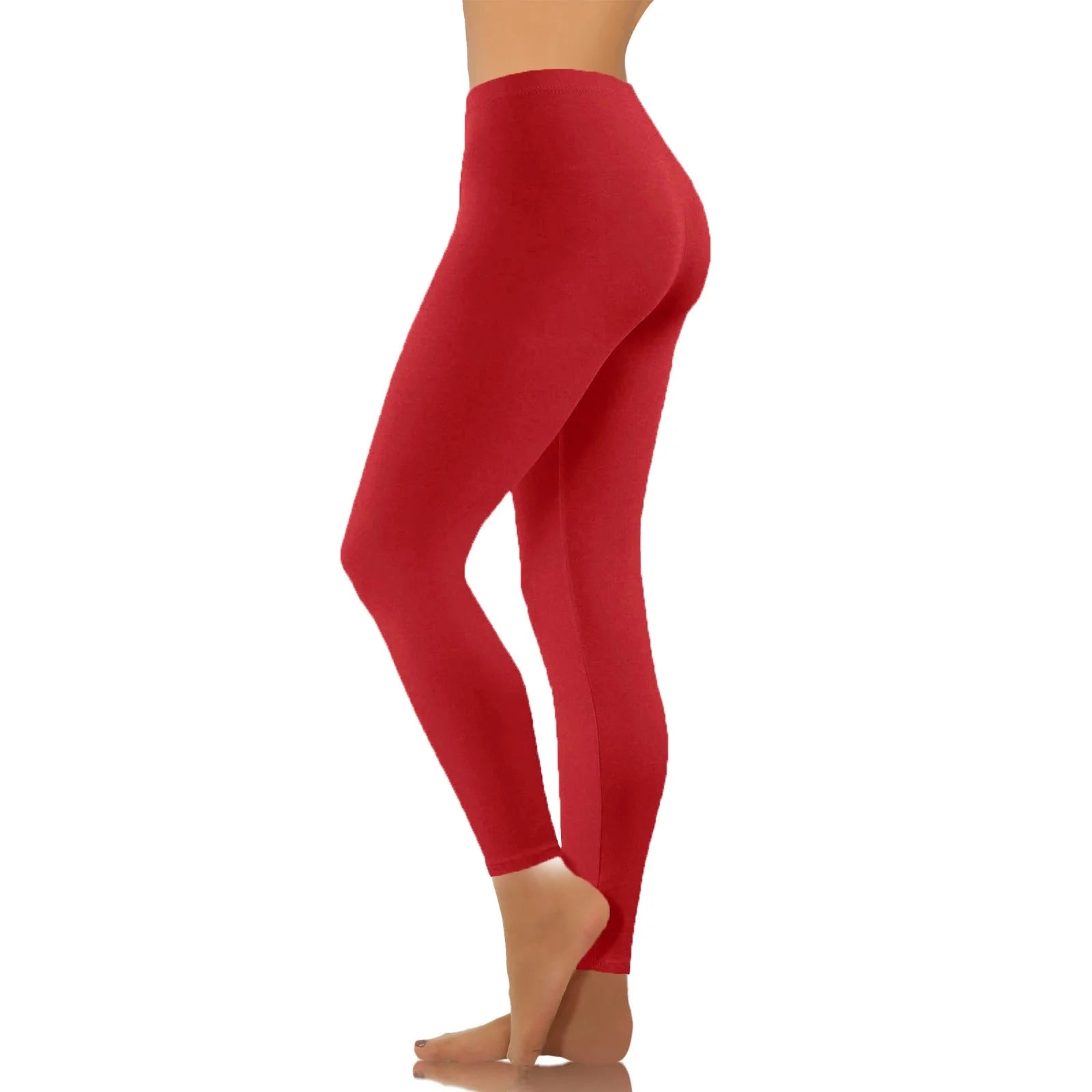 Yoga Leggings for Women Joggers Trendy Tummy Control Butt Lifting Solid High Waist Pants Basic Fitness Sport Tight Leggings Red L