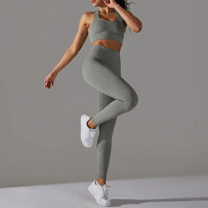 2 Piece Sets Womens Outfits Yoga Clothing Womens Sports Leggings Sexy Yoga Pants New Workout Elastic Vest for Women Gym Sets