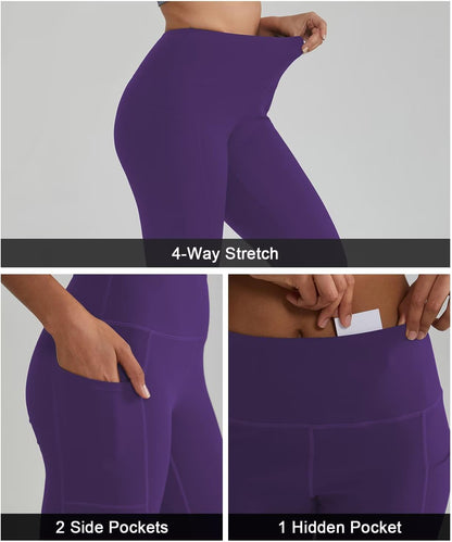 High Waisted Leggings for Women with 3 Pockets, Tummy Control Yoga Pants for Workout Yoga Casual