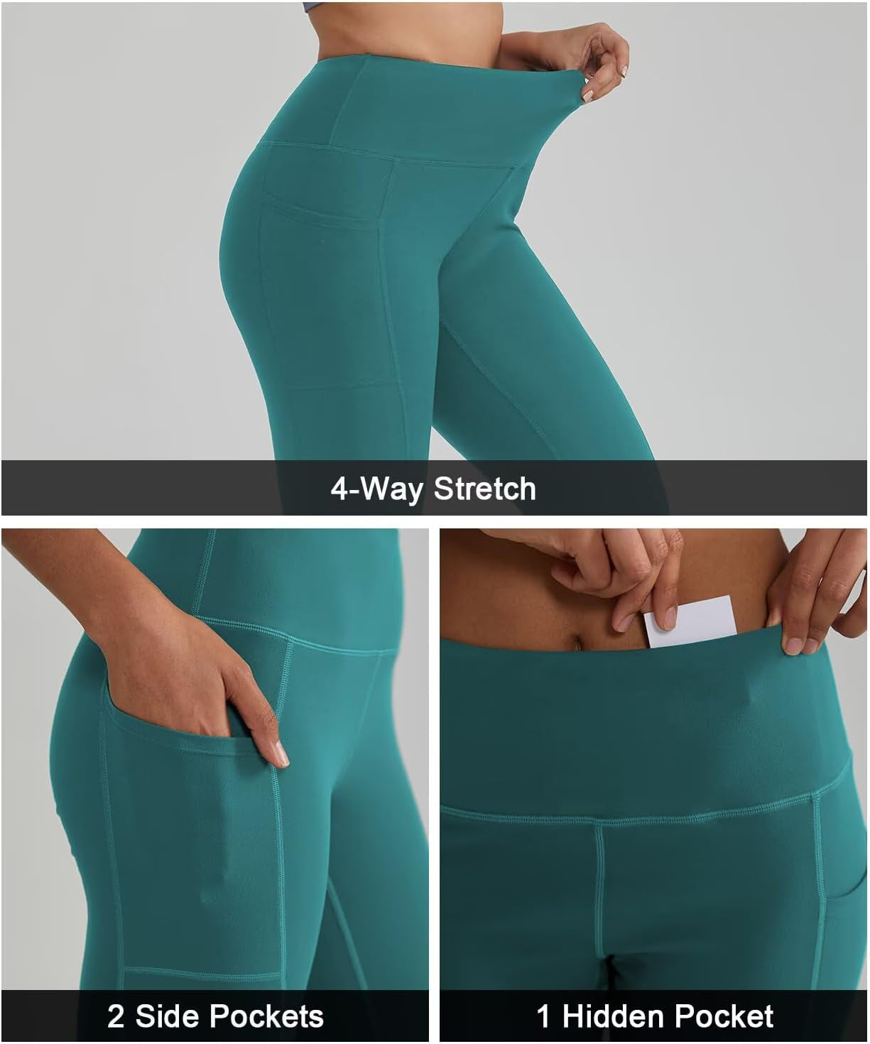 High Waisted Leggings for Women with 3 Pockets, Tummy Control Yoga Pants for Workout Yoga Casual