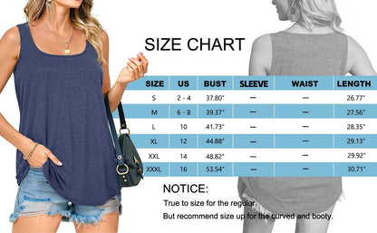 Summer Womens Tank Tops U Neck Casual Flowy Sleeveless Shirts for Women