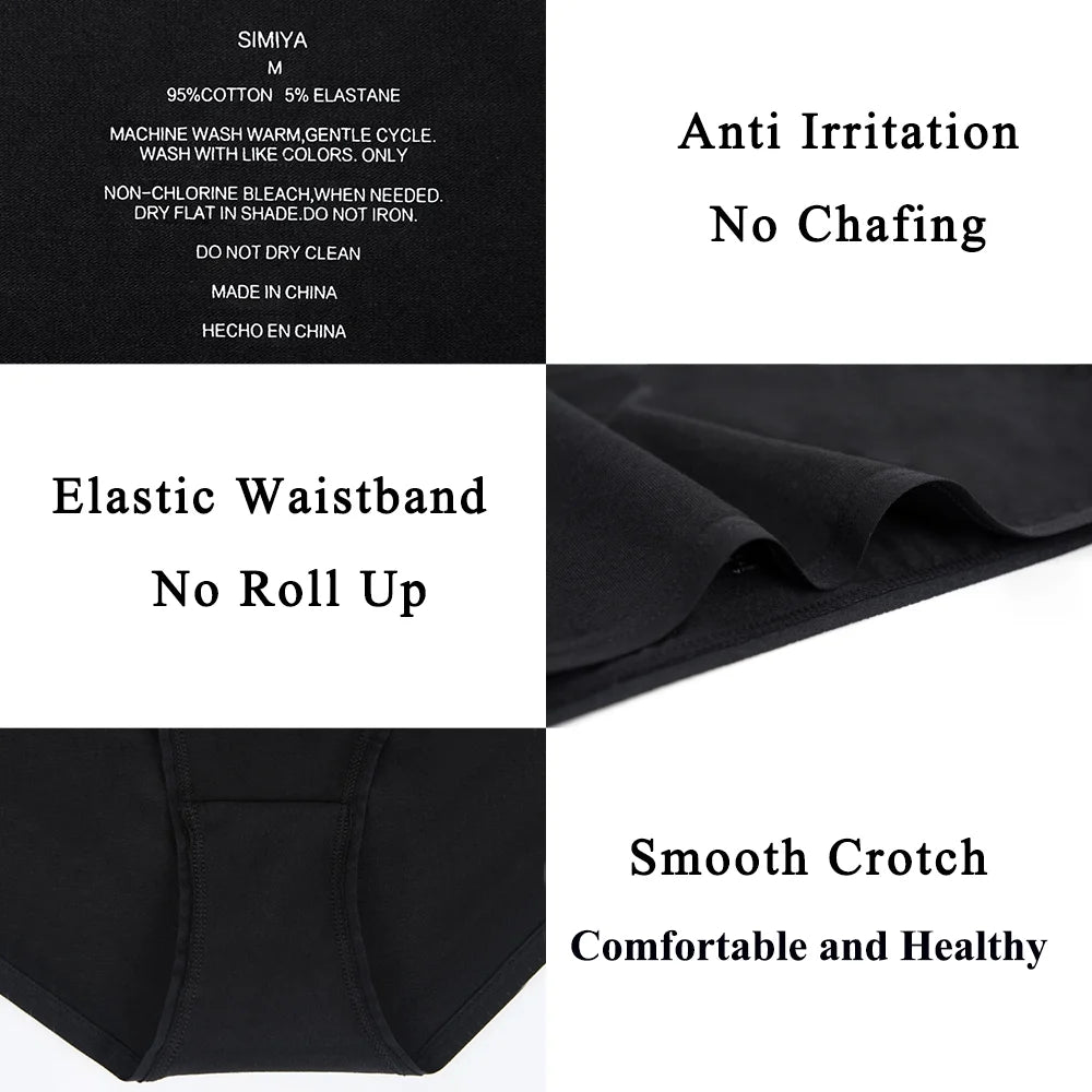 7 Pack Cotton Bikini Underwear for Women,Seamless Panties for Girls,Ladies Solid Soft Stretchy Briefs,Black,Xl