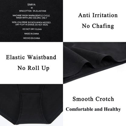 7 Pack Cotton Bikini Underwear for Women,Seamless Panties for Girls,Ladies Solid Soft Stretchy Briefs,Black,Xl