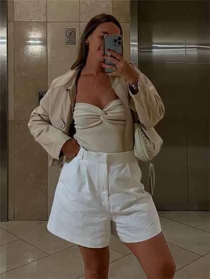 Knit Tube Tops Women White Strapless Corset Tops Summer Basic Backless off Shoulder Crop Top Bustier Casual Streetwear