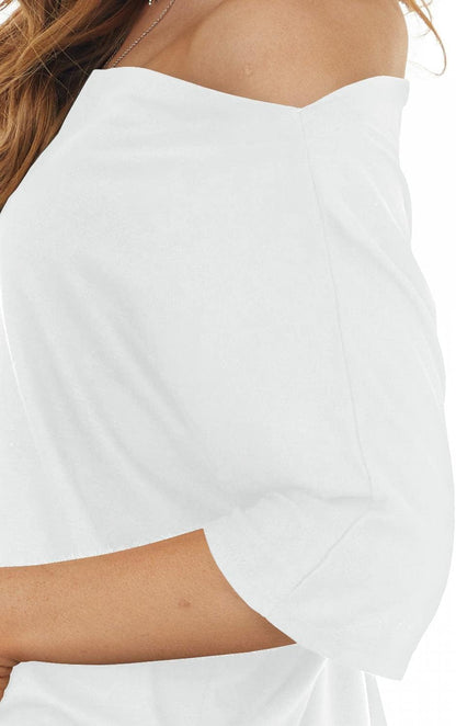 Women'S off Shoulder Tops Short Sleeve Casual Loose Batwing Shirts Oversized Blouse Tunic