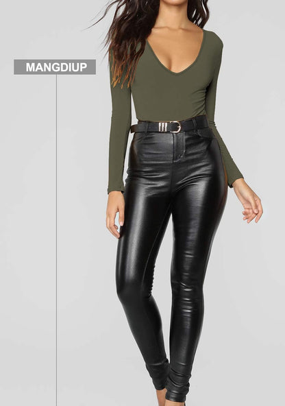 Women'S V-Neck Long Sleeve Bodysuit for Women - Sexy & Comfortable Stretchy Tops